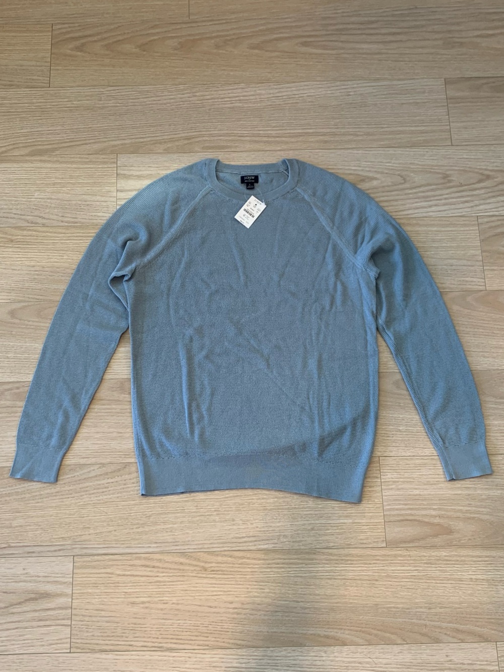 J. Crew Factory Seed Stitch Textured Crewneck Sweater Light Blue NWT Size Large